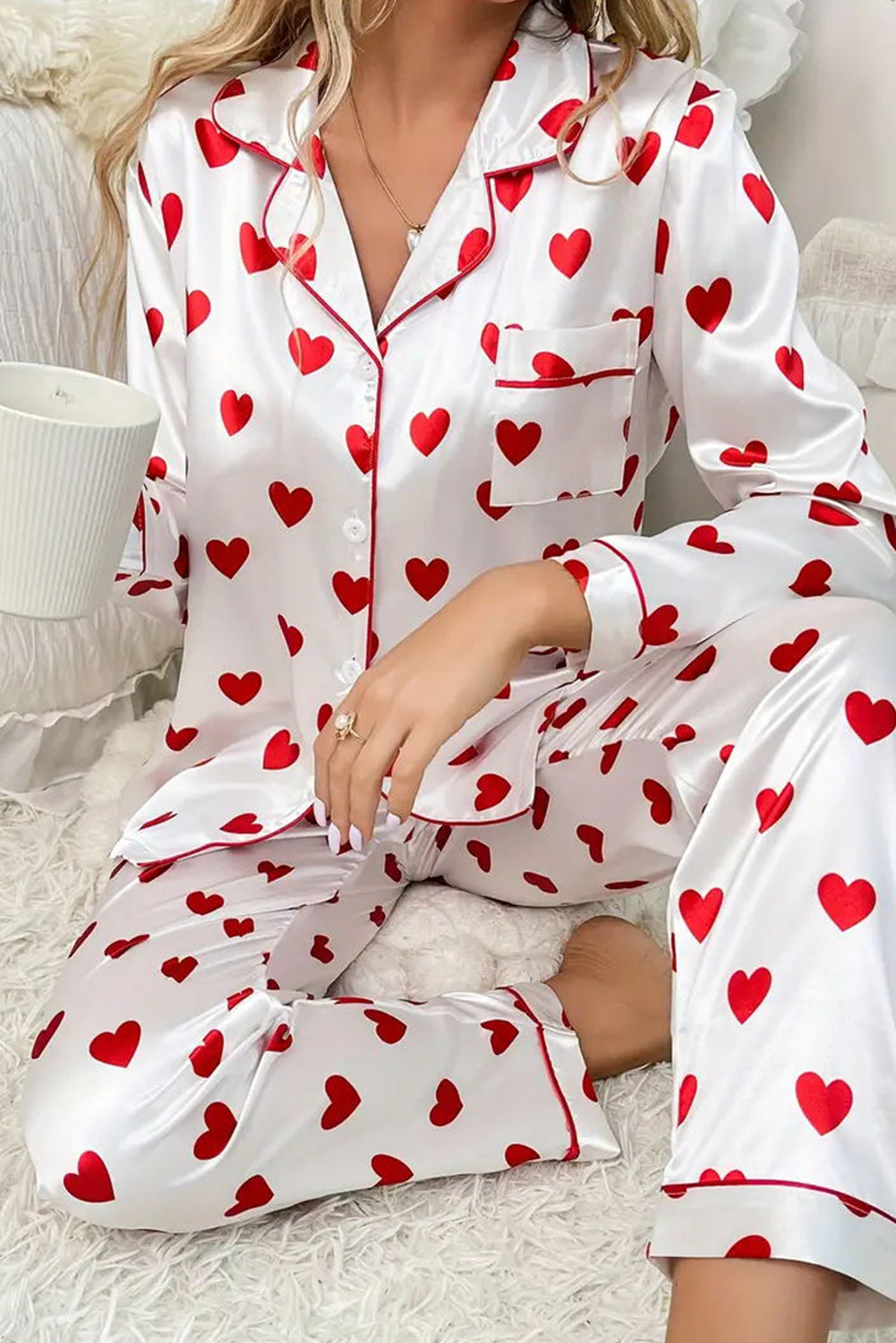 Valentines Print Long John Pajama Set