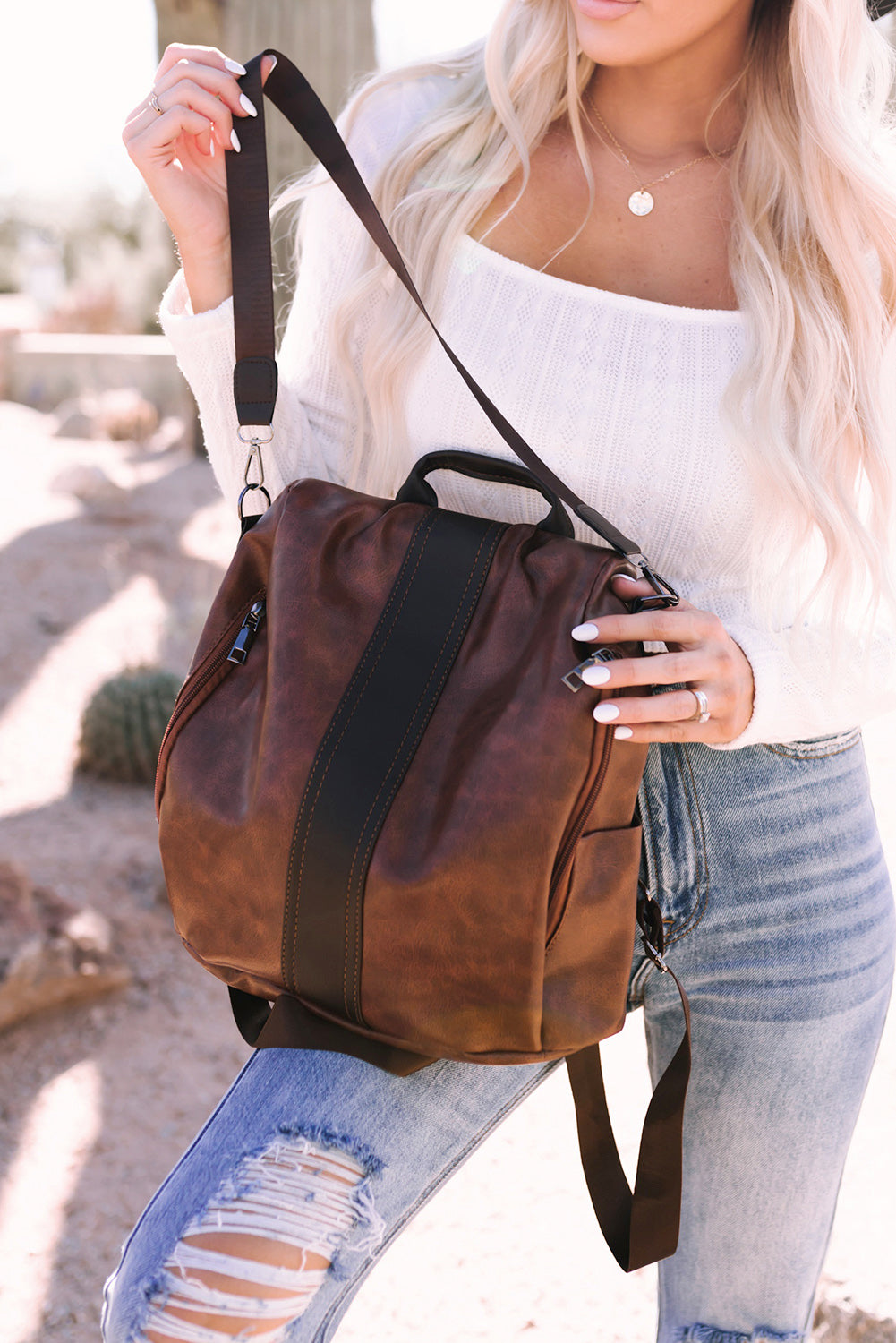 Multifunctional Leather Backpack