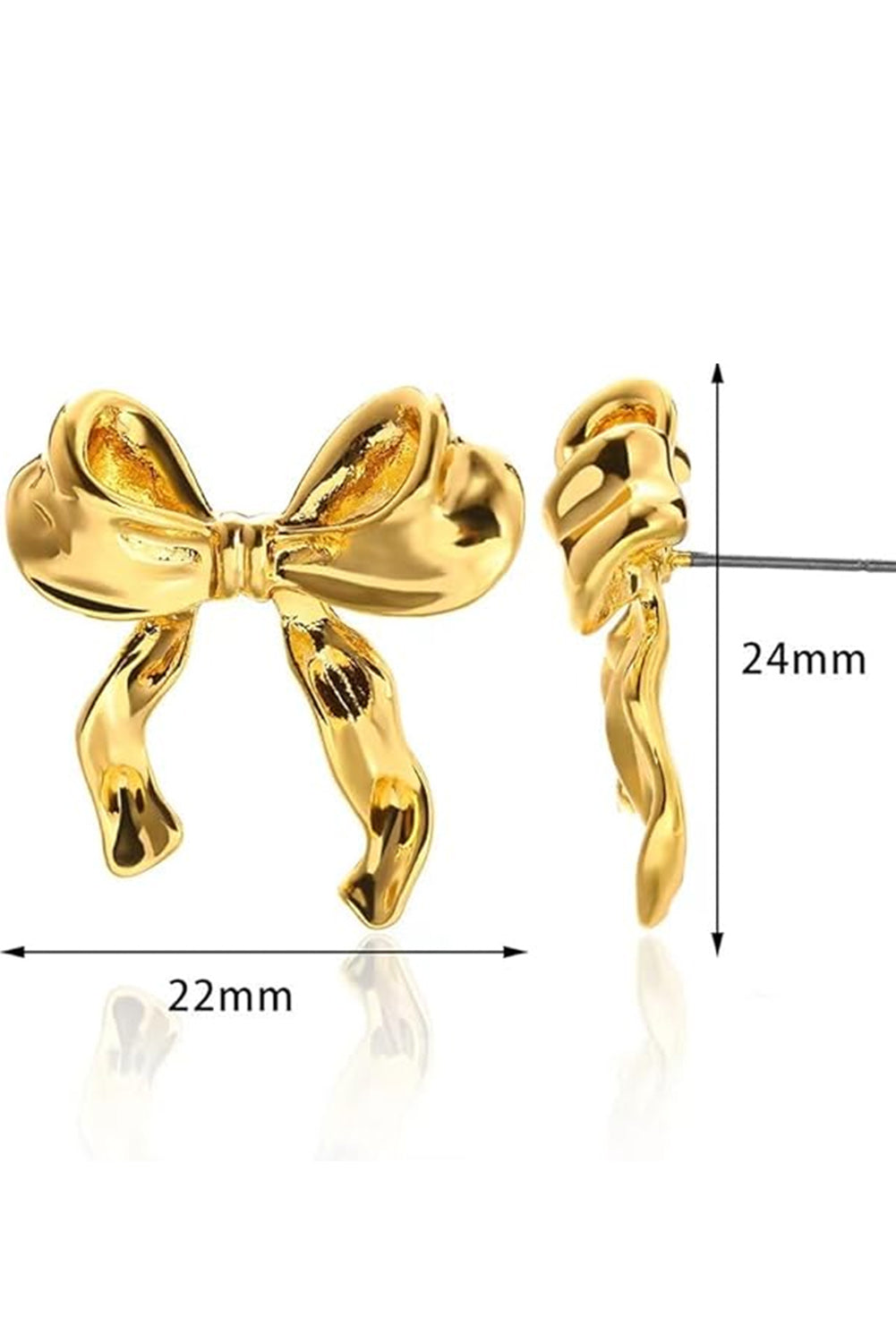 Gold Elegant Bow Design Studded Earrings Jewelry JT's Designer Fashion