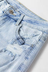 Beau Blue Vintage Light Wash Distressed Flare Jeans Jeans JT's Designer Fashion