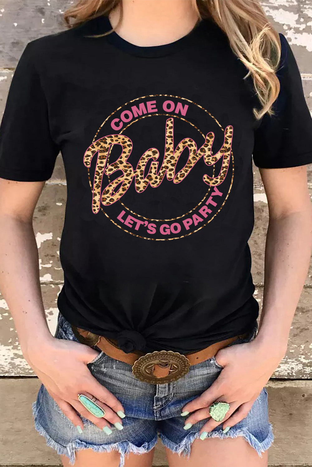 Black Come On Baby Lets Go Party Graphic T Shirt Graphic Tees JT's Designer Fashion