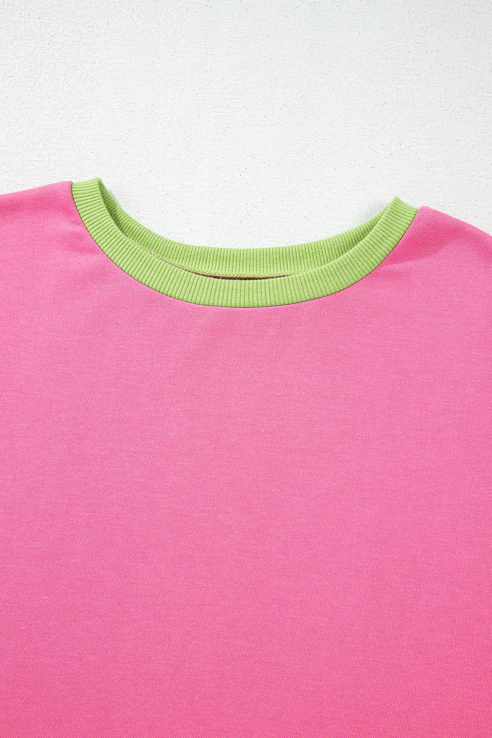 Pink Colorblock Exposed Seam Crewneck Casual Sweatshirt Sweatshirts & Hoodies JT's Designer Fashion