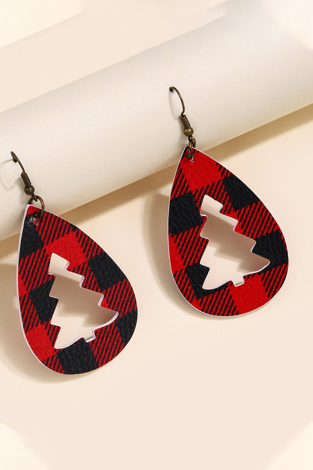 Plaid Christmas Tree Shape Drop Earrings Jewelry JT's Designer Fashion