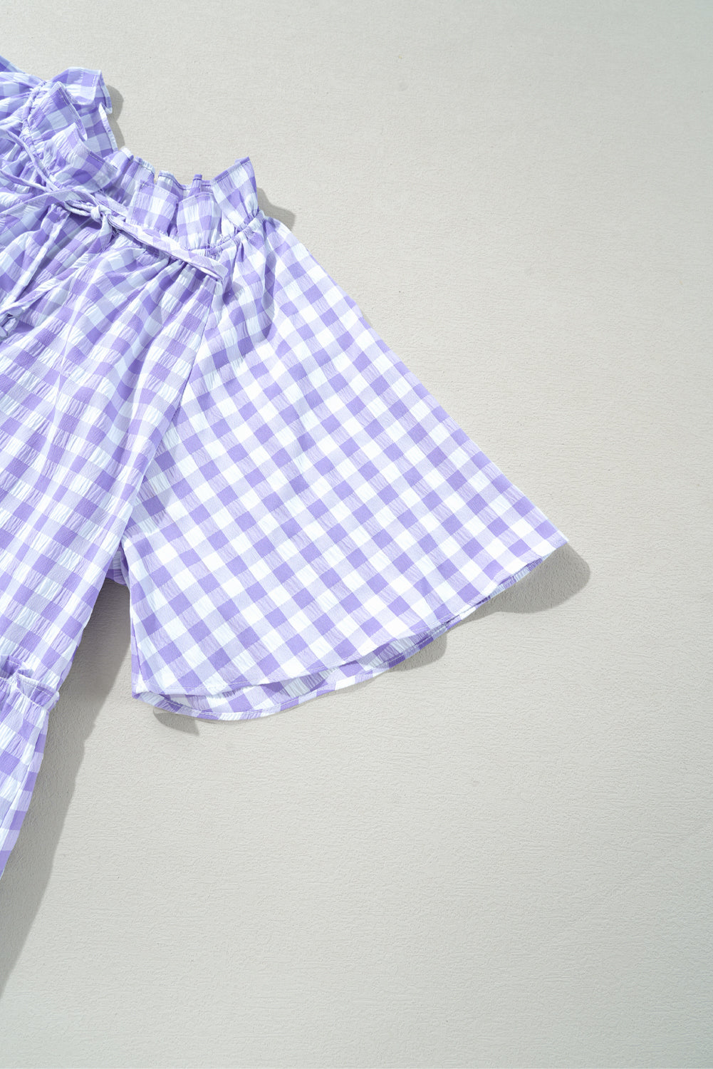 Lavendula Plaid Ruffle Wide Short Sleeve Babydoll Mini Dress Mini Dresses JT's Designer Fashion