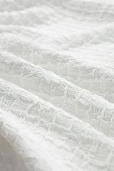 White Textured Frilled High Neck Sleeveless Ruffled Mini Dress Mini Dresses JT's Designer Fashion