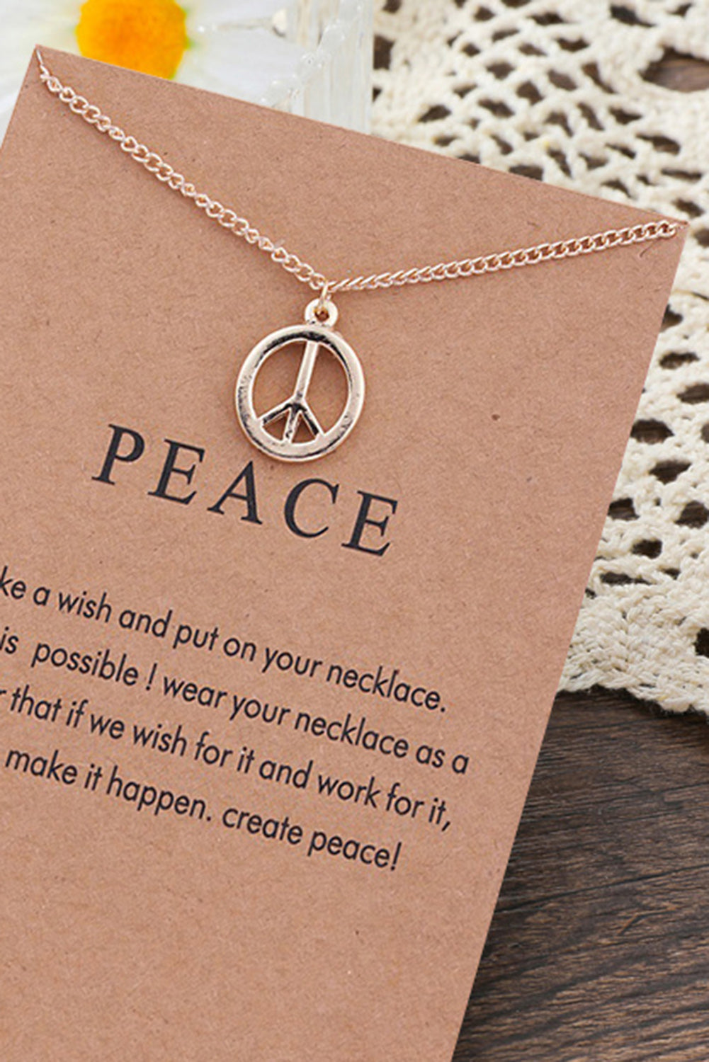 Gold Peace Sign Pendant Necklace Jewelry JT's Designer Fashion