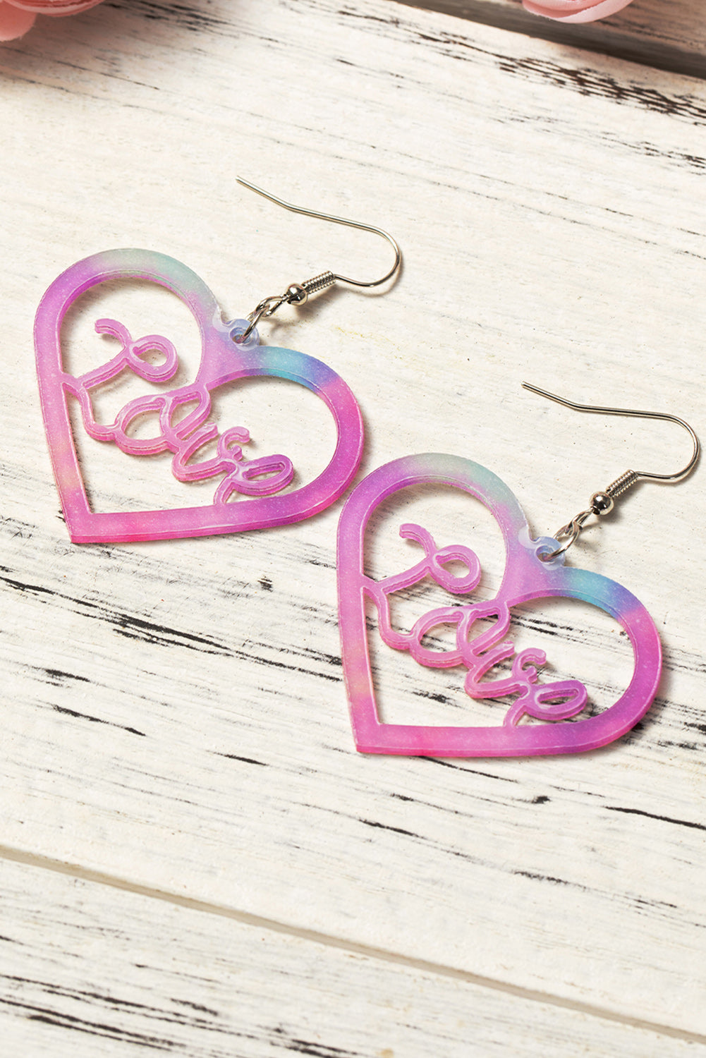 Pink Love Hollowed Heart Valentines Fashion Earrings Jewelry JT's Designer Fashion