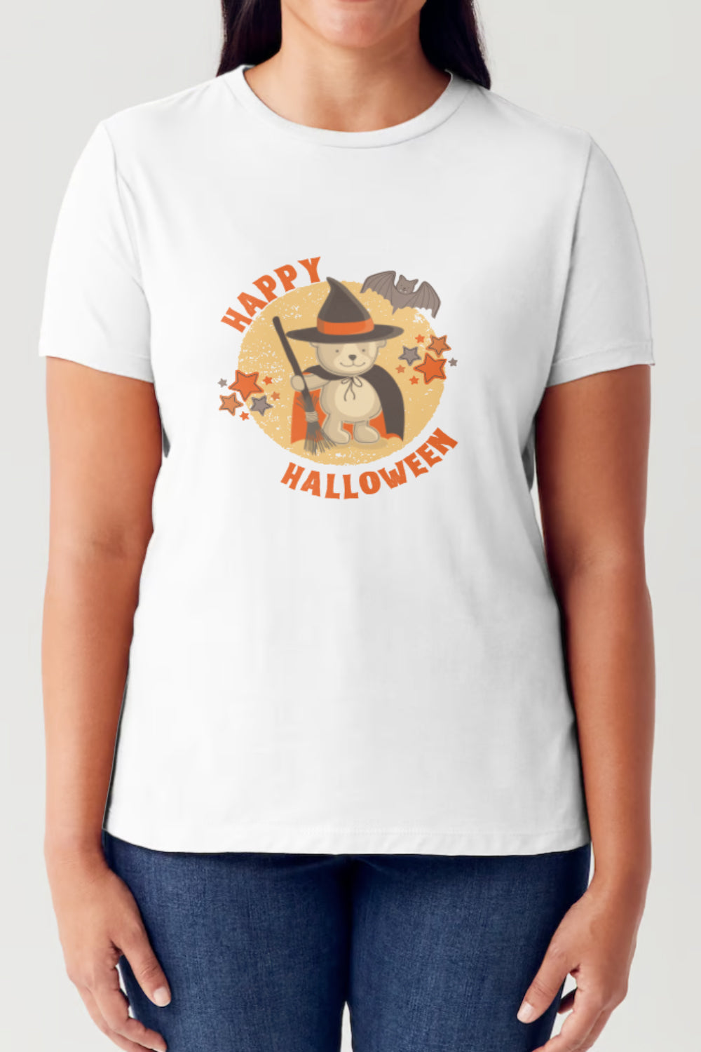 HAPPY HALLOWEEN Short Sleeve Tubular T-Shirt White T-Shirts JT's Designer Fashion