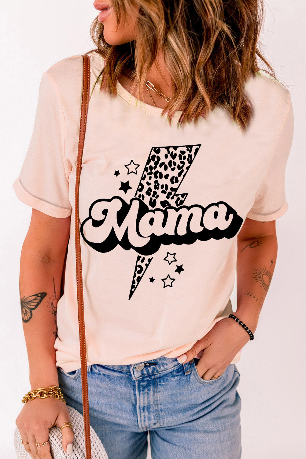 Pink Leopard Star Lightweight Short Sleeve Graphic T Shirt Graphic Tees JT's Designer Fashion