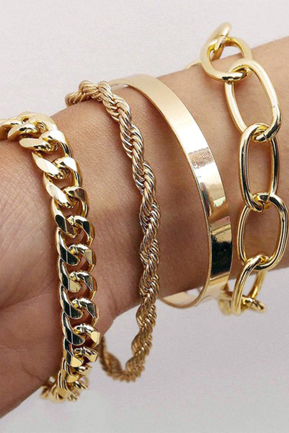 Gold 4pcs Chain Bracelet Set Jewelry JT's Designer Fashion