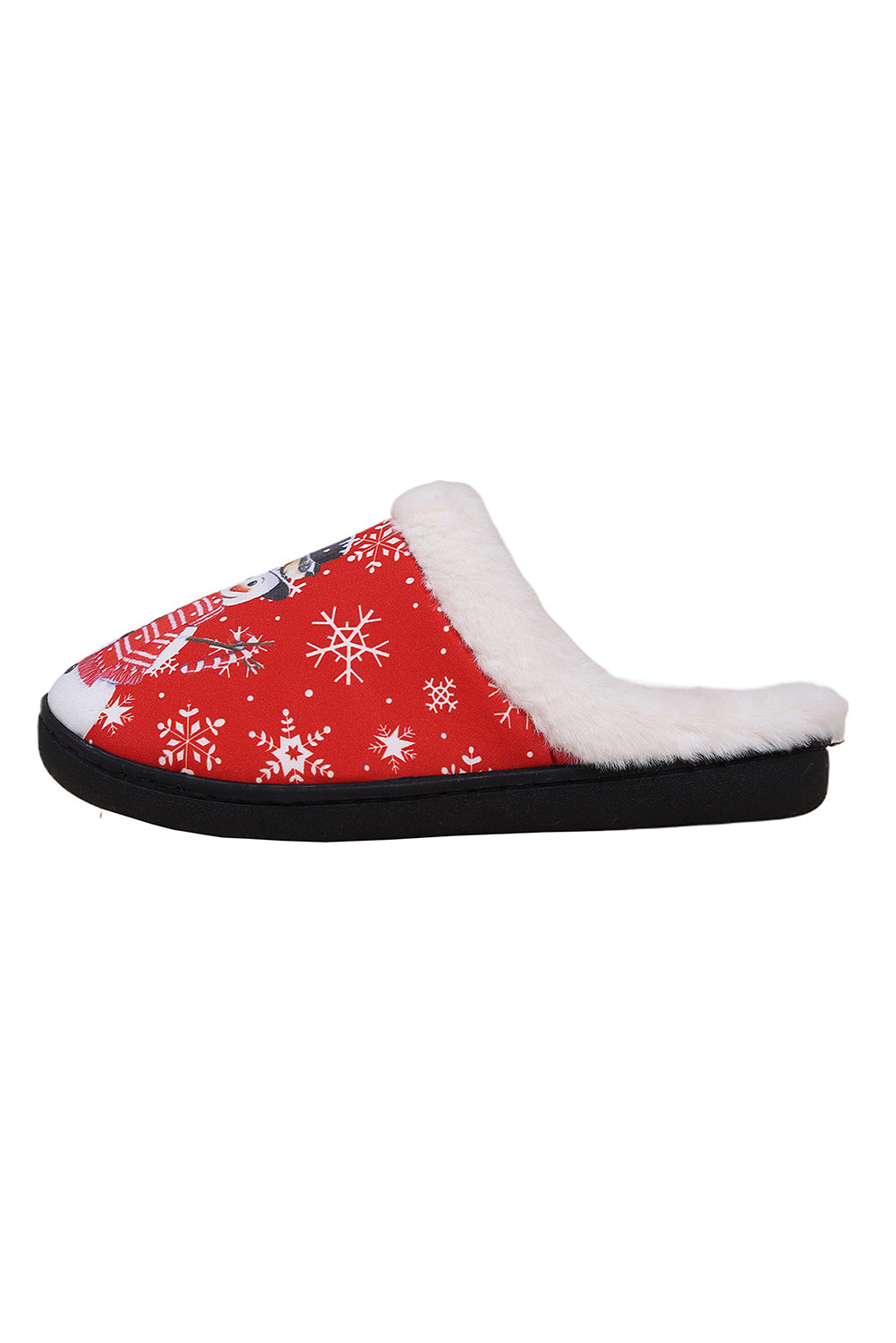 Fiery Red Christmas Snowman Print Plush Home Slippers Slippers JT's Designer Fashion