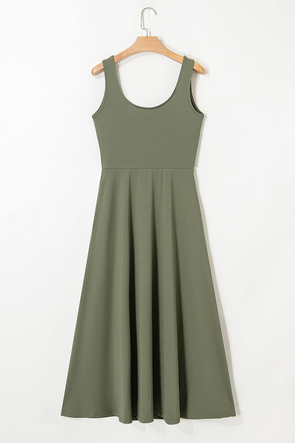 Four Leaf Clover Sleeveless Scoop Neck Flared Split Midi Dress Midi Dresses JT's Designer Fashion