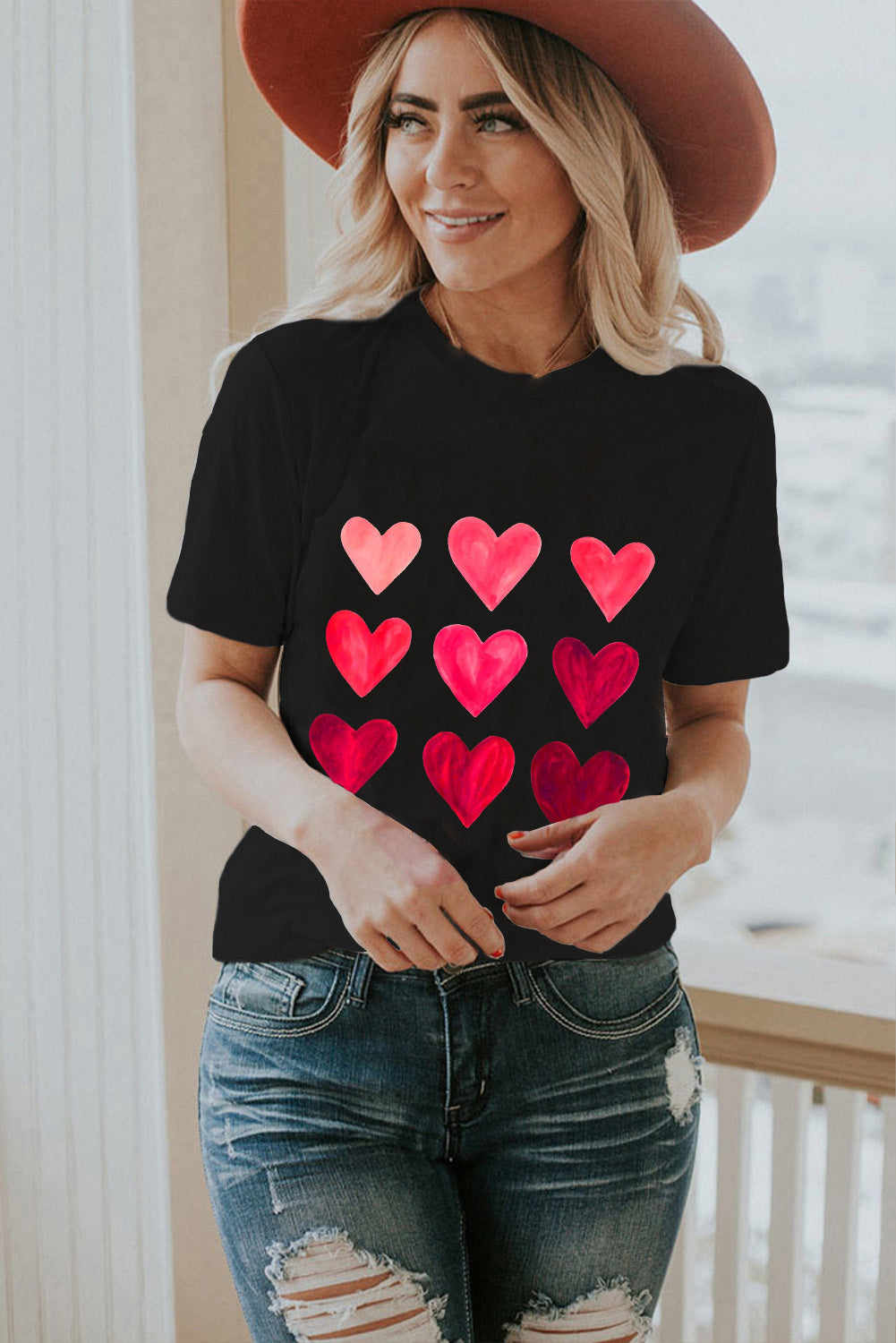 Black Valentine's Day Heart Graphic Tee Graphic Tees JT's Designer Fashion