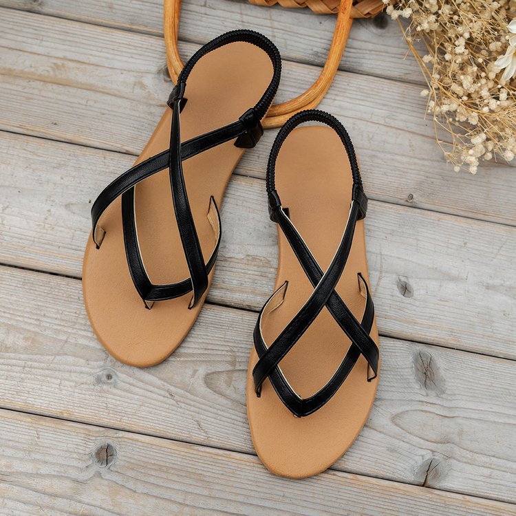 Leather Crisscross Flat Sandals Sandals JT's Designer Fashion