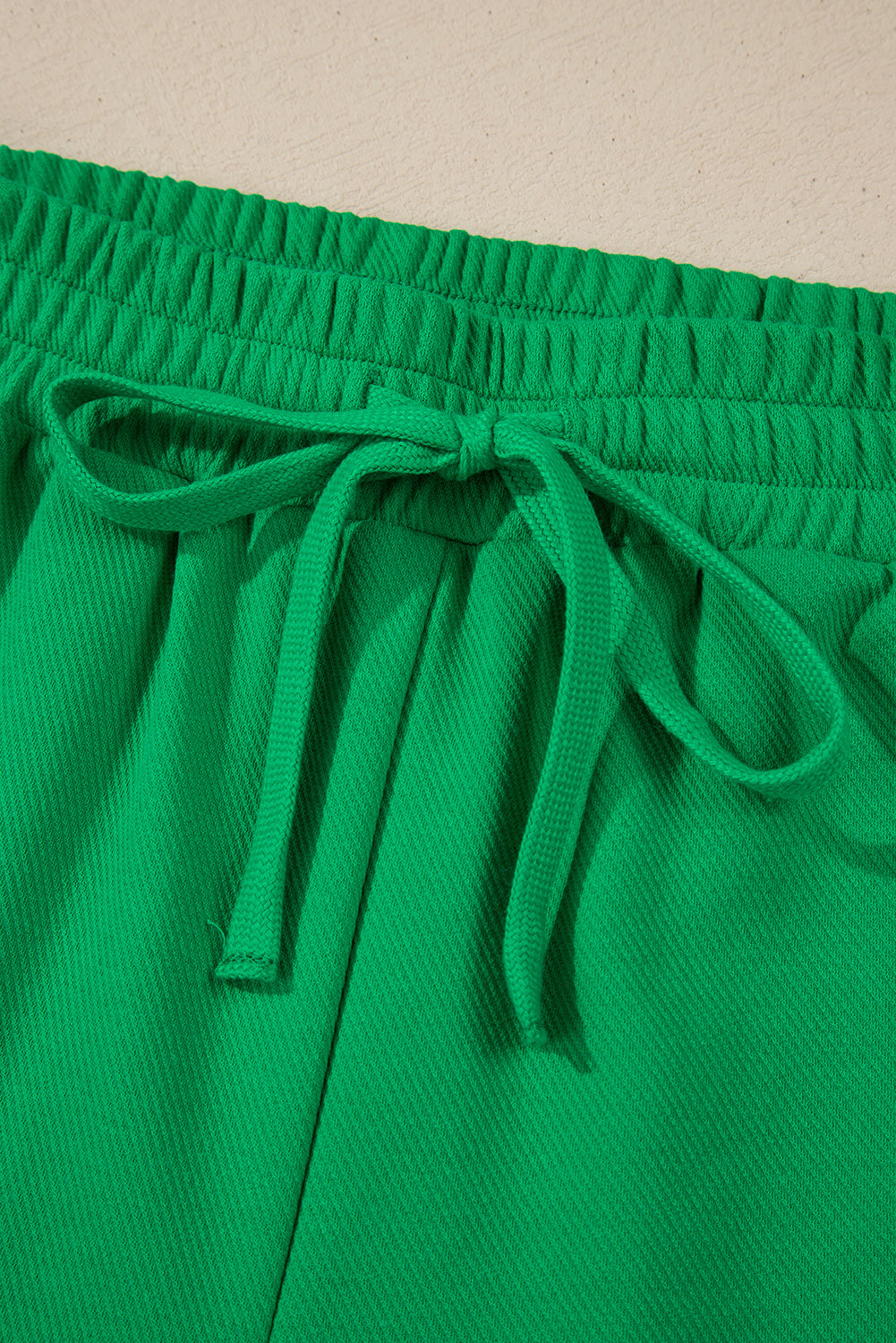 Bright Green Two Tone Contrast Textured Crewneck Tee and Shorts Set Short Sets JT's Designer Fashion