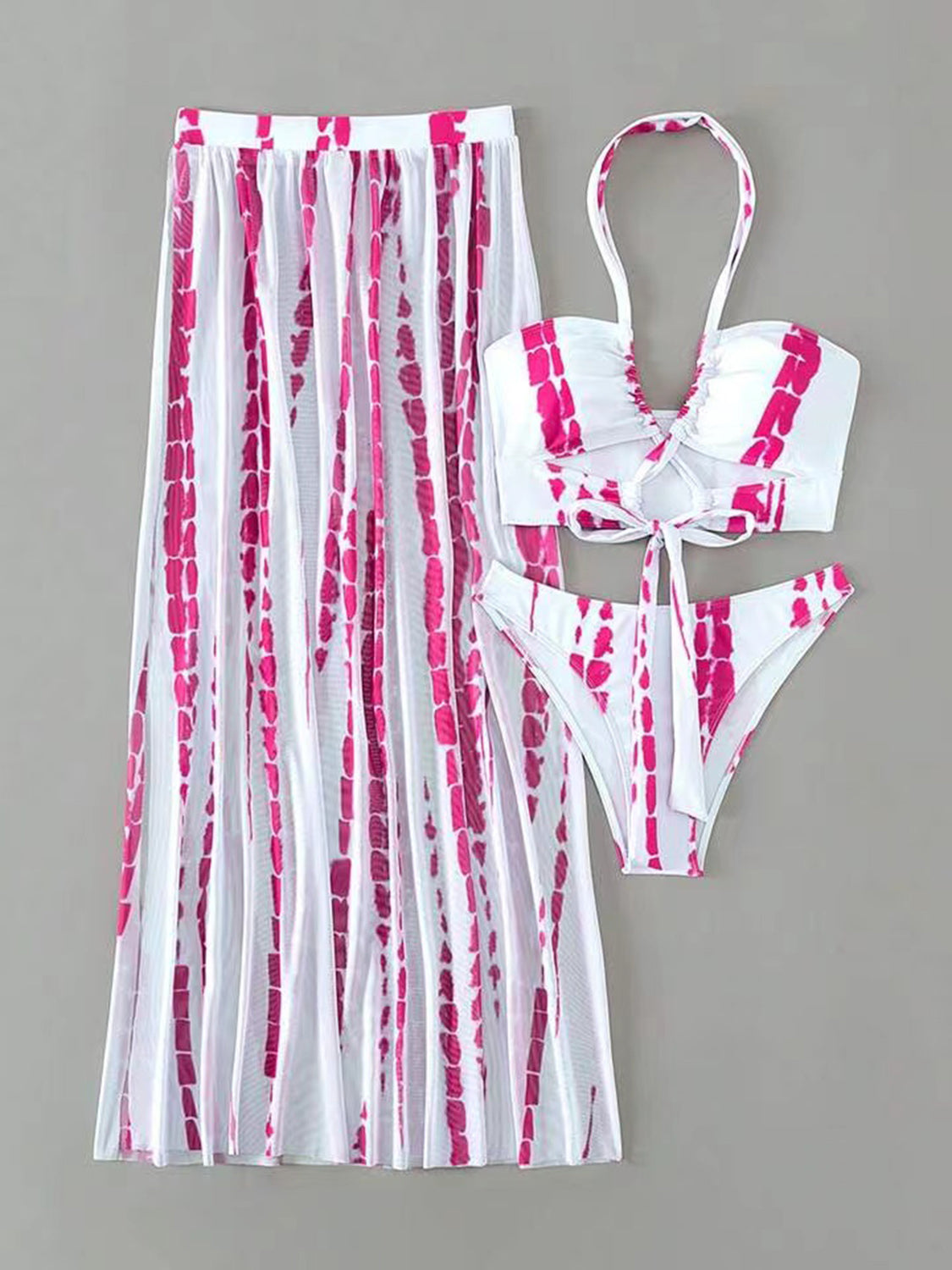 Printed Halter Neck Three-Piece Swim Set Bikinis JT's Designer Fashion