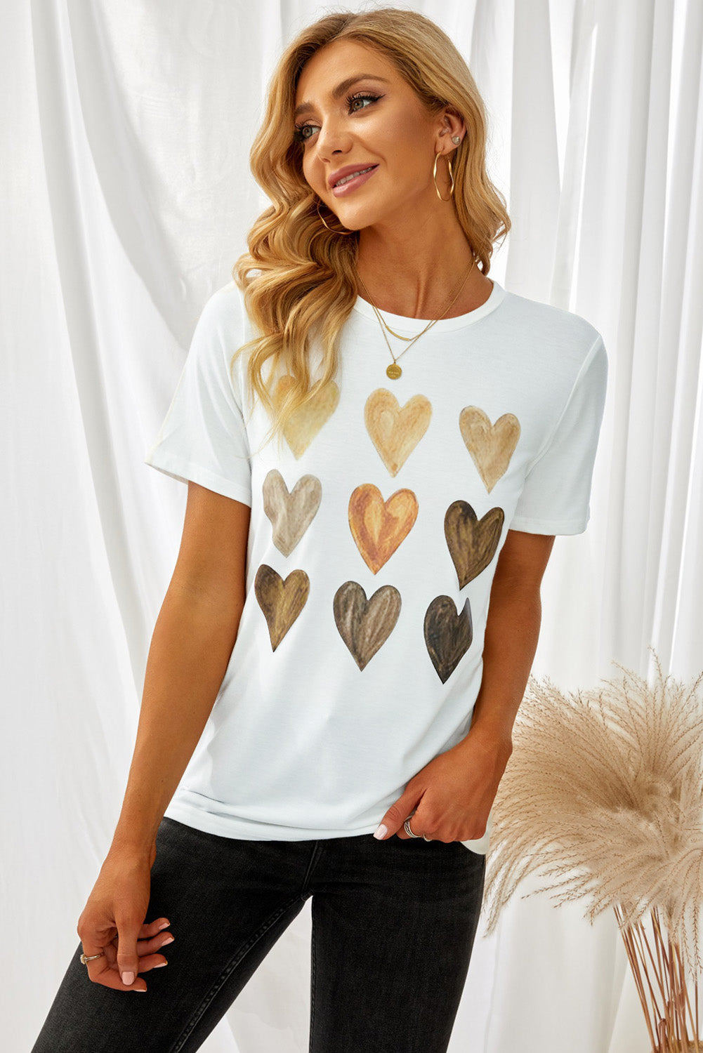 White Be Kind Heart Shape Print Graphic Tee Graphic Tees JT's Designer Fashion