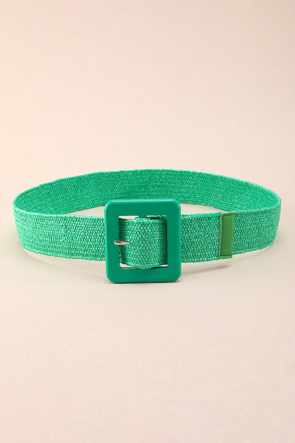 Dark Green Bohemian Woven Square Buckle Wide Belt Other Accessories JT's Designer Fashion