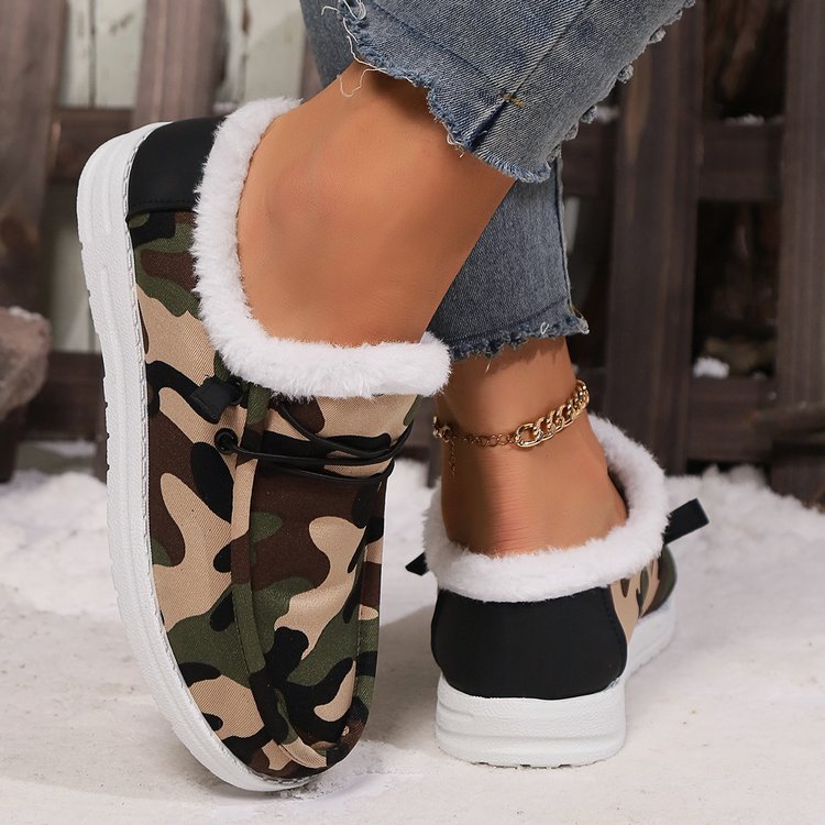 Fuzzy Camouflage Round Toe Boots Shoes JT's Designer Fashion