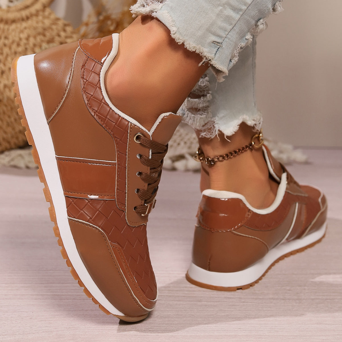 Lace-Up Leather Sneakers Shoes JT's Designer Fashion