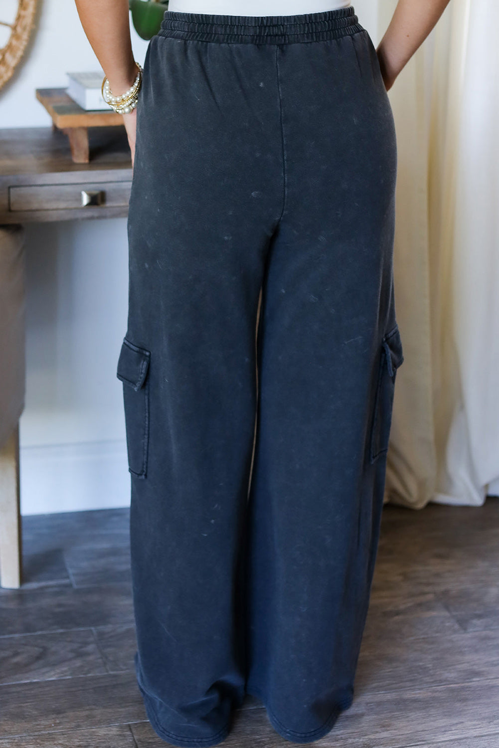 Sail Blue Mineral Washed Wide Leg Cargo Pants Pre Order Bottoms JT's Designer Fashion