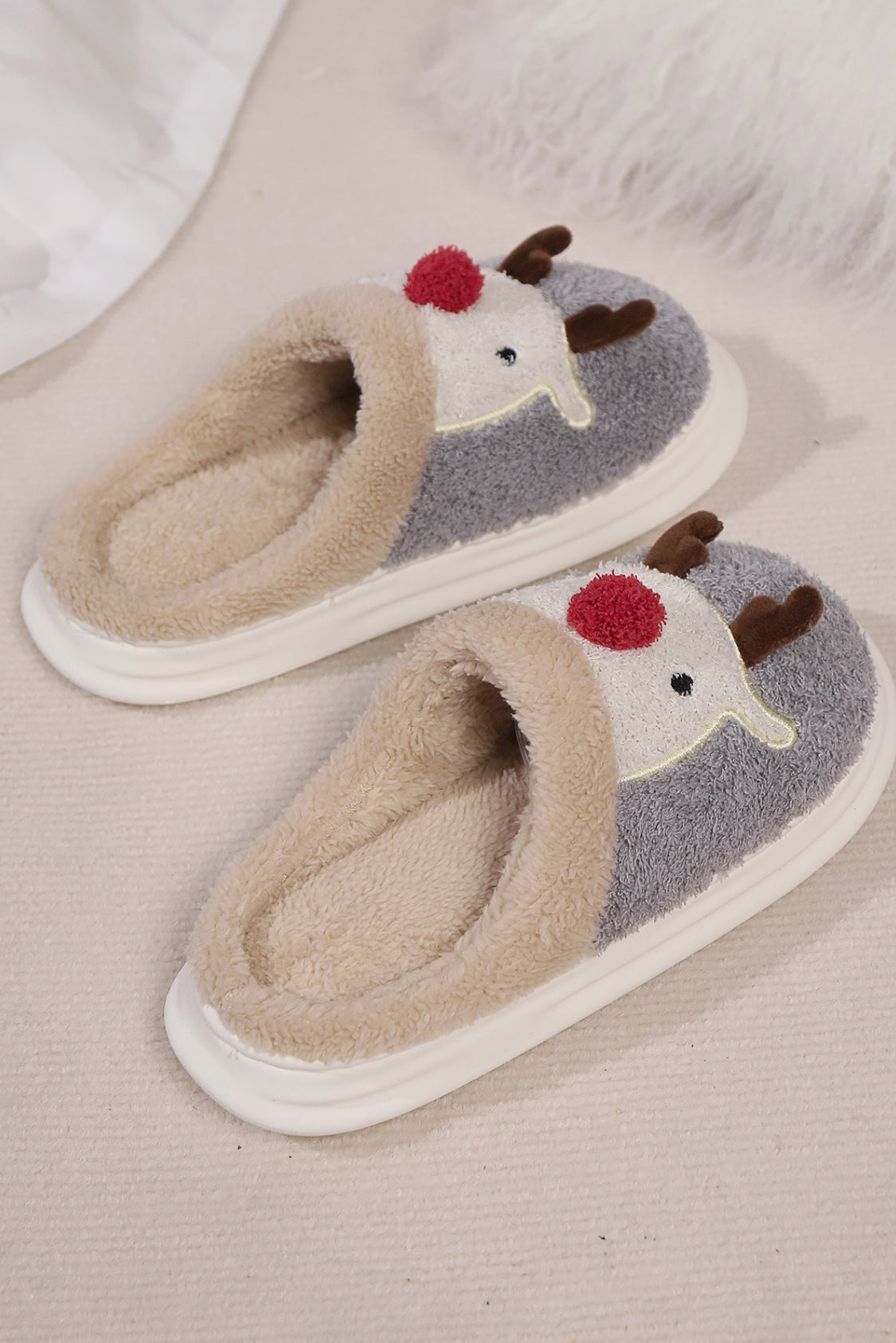 Elk Furry PVC Flat Slippers Slippers JT's Designer Fashion