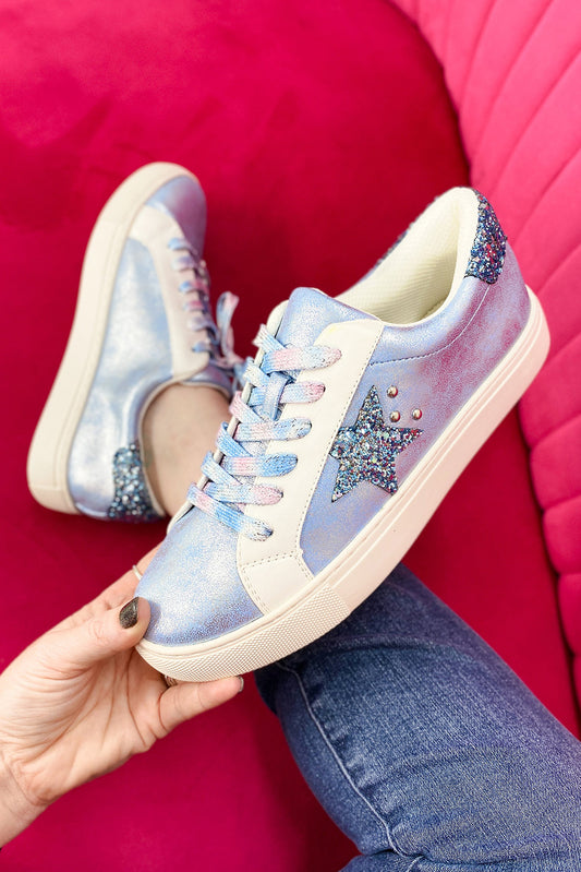 Silvery Star Sequin Patchwork Criss Cross Casual Shoes Women's Shoes JT's Designer Fashion