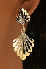 Gold Shell Shape Plated Alloy Drop Earrings Jewelry JT's Designer Fashion
