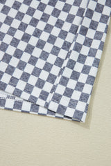 Gray Checkerboard Lace-Up High Waist Plus Size Casual Shorts Plus Size Bottoms JT's Designer Fashion