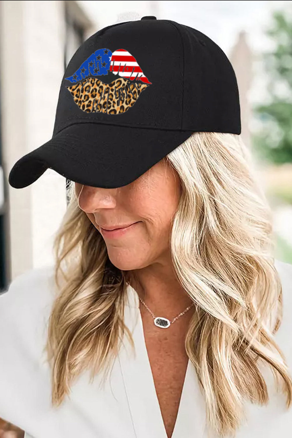 Black Leopard American Flag Kiss Pattern Baseball Cap Hats & Caps JT's Designer Fashion