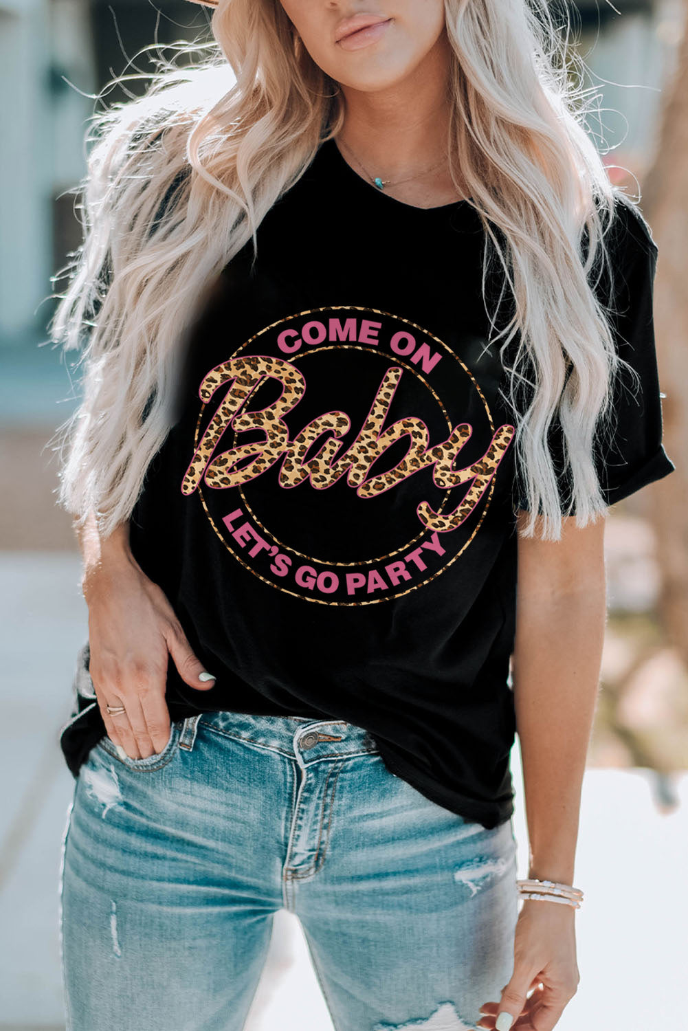 Black Come On Baby Lets Go Party Graphic T Shirt Graphic Tees JT's Designer Fashion