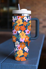Ashleigh Blue Flower Print Handle Large Thermal Tumbler 40oz Tumblers JT's Designer Fashion