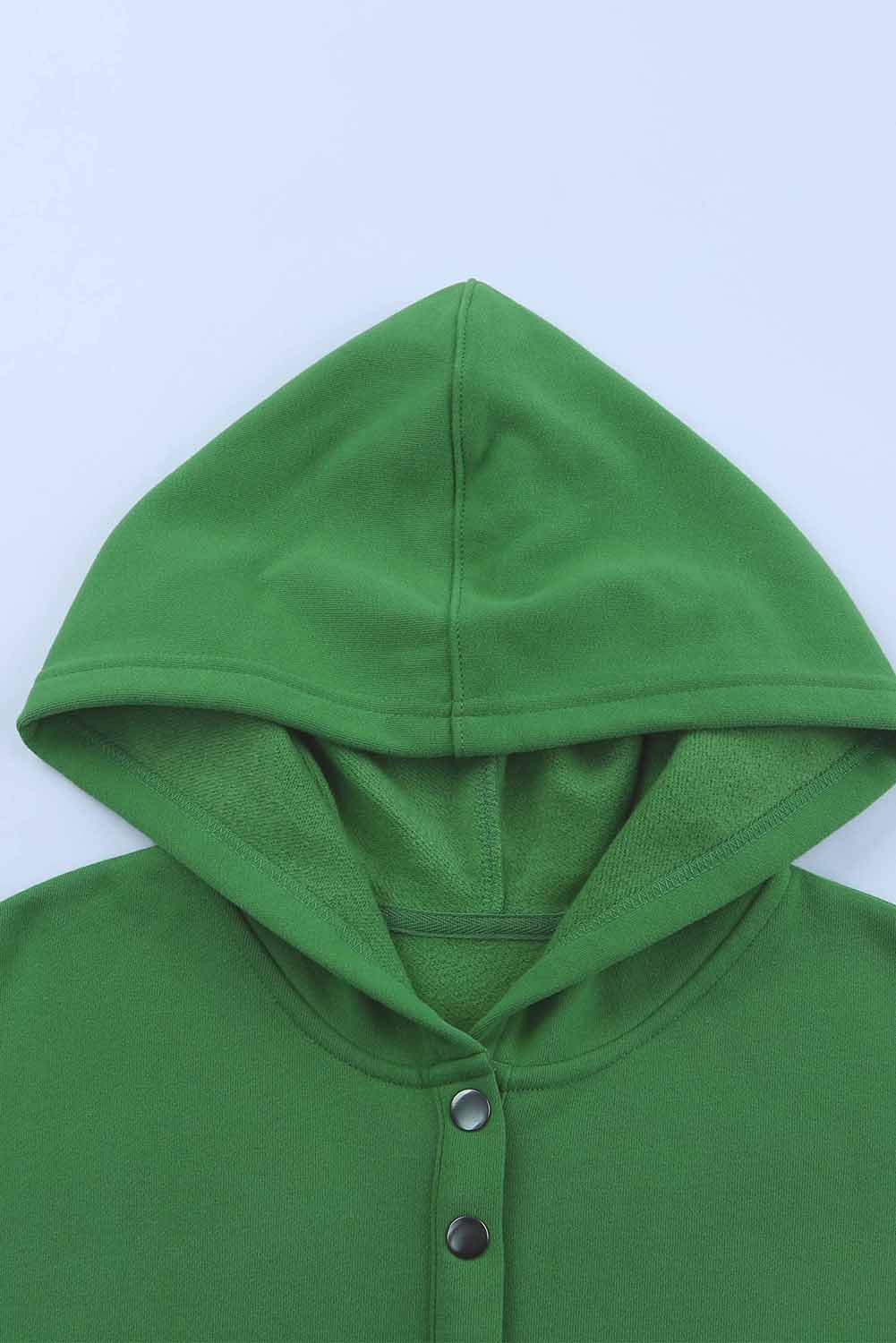 Green Batwing Sleeve Pocketed Henley Hoodie Sweatshirts & Hoodies JT's Designer Fashion