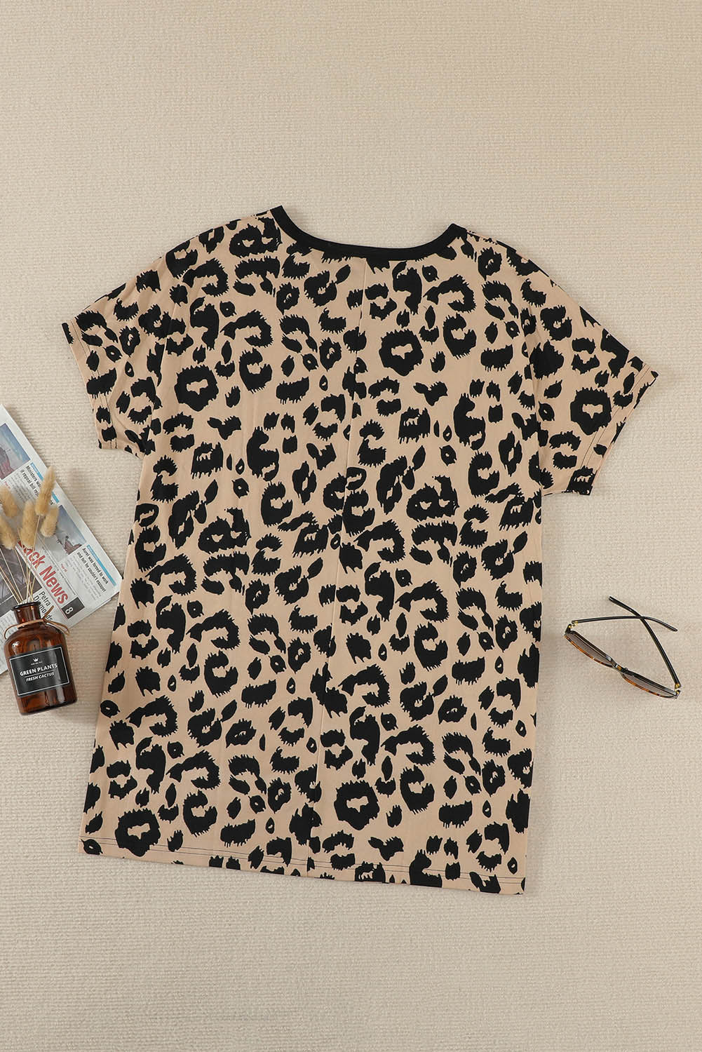 Leopard Print Pocketed T-shirt Mini Dress T Shirt Dresses JT's Designer Fashion