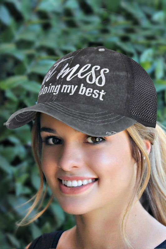 Hot Mess Doing My Best Embroidered Mesh Baseball Cap Hats & Caps JT's Designer Fashion