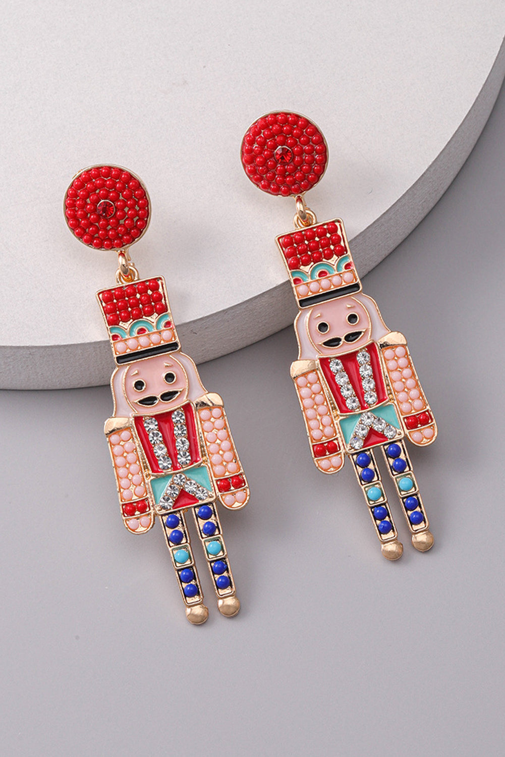 Racing Red Beaded Christmas Nutcracker Earrings Jewelry JT's Designer Fashion