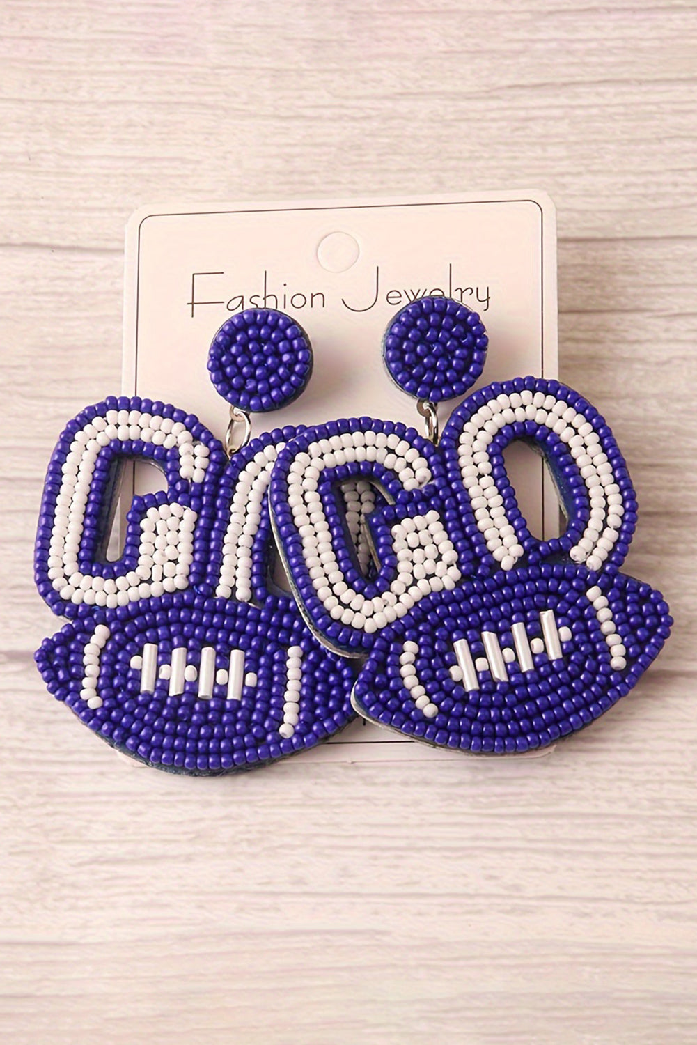 Bluing Beaded Go Football Earrings Jewelry JT's Designer Fashion