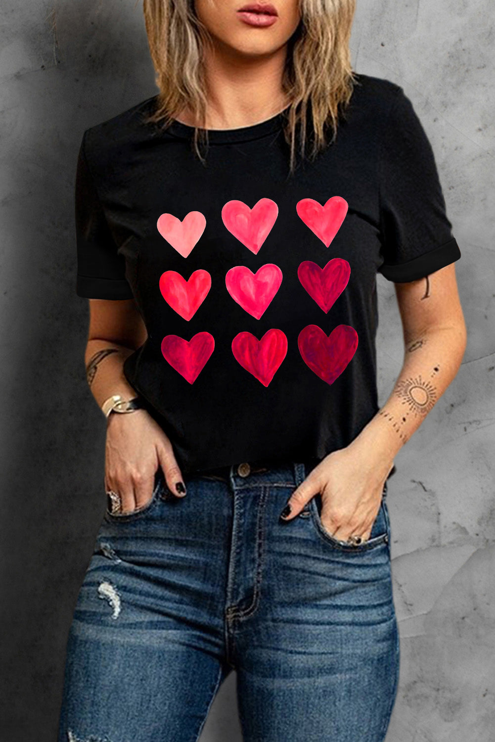 Black Valentine's Day Heart Graphic Tee Graphic Tees JT's Designer Fashion