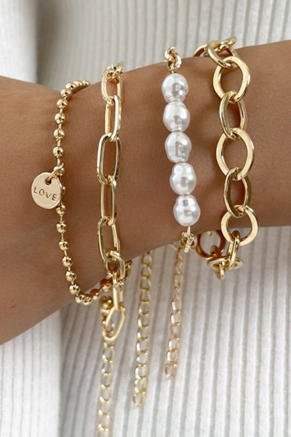 Gold Pearl Plated Alloy Adjustable Chain Necklace Jewelry JT's Designer Fashion