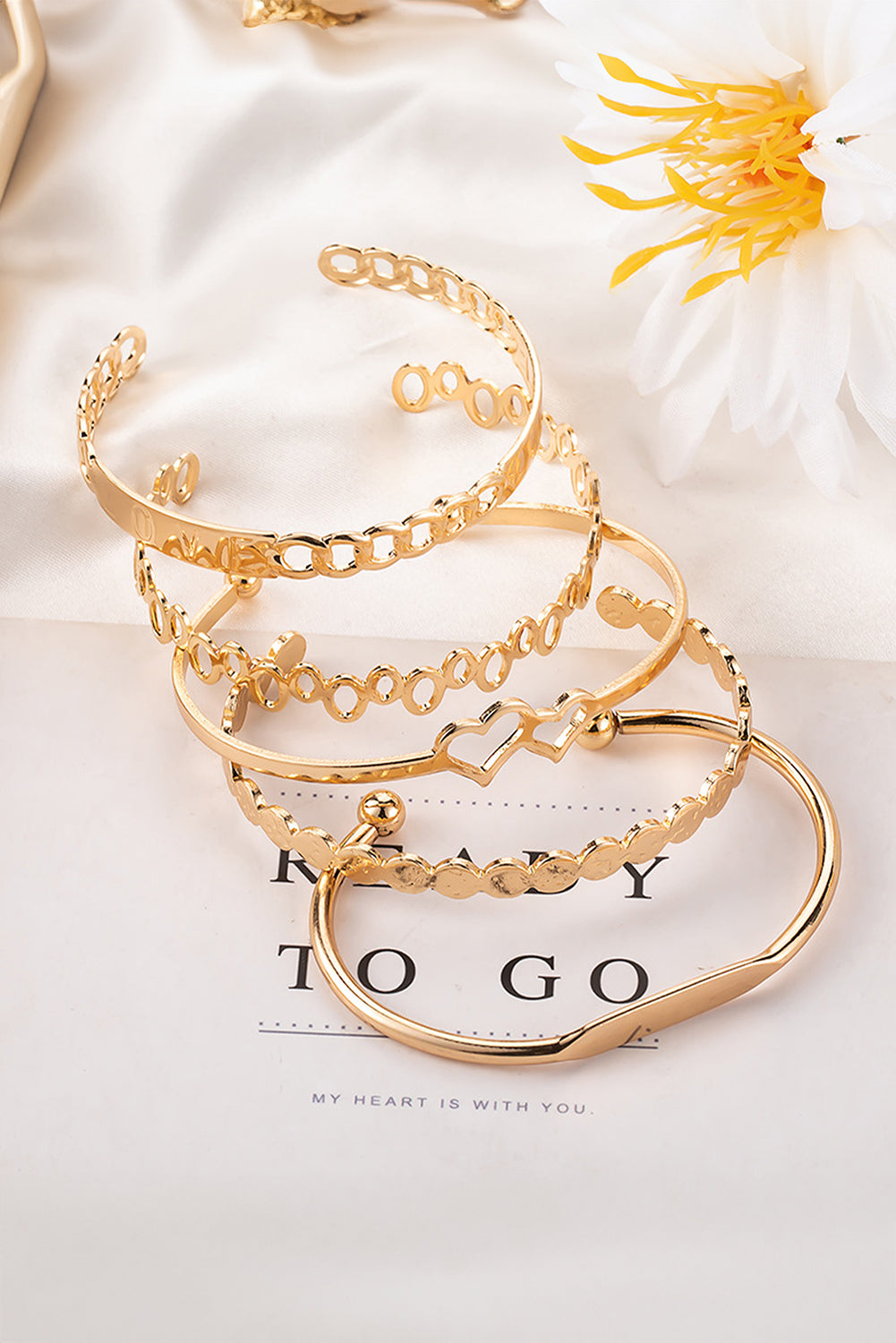 Gold Plated Valentines Bracelet 5pcs Set Jewelry JT's Designer Fashion