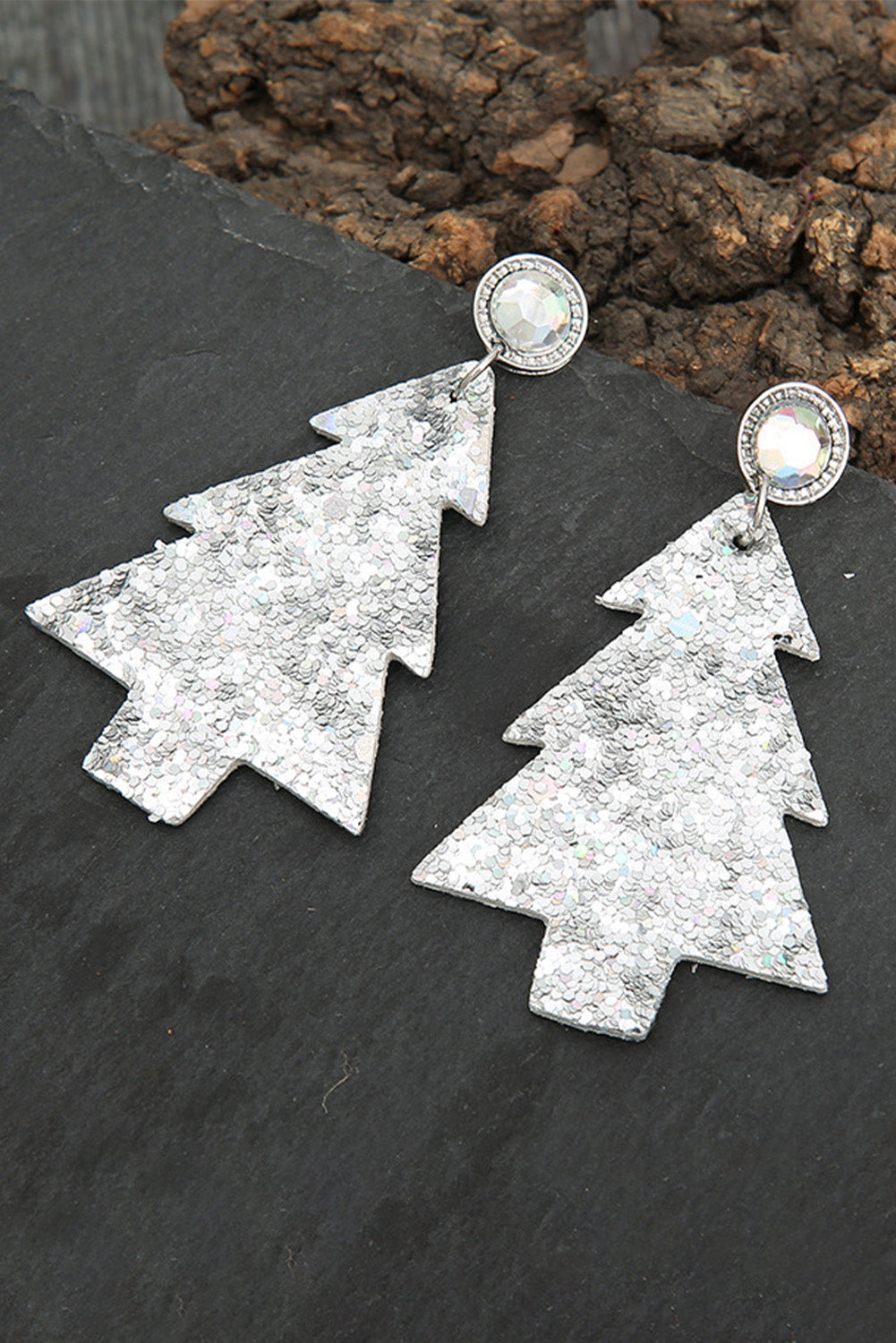 Silver Christmas Tree Hook Earrings Jewelry JT's Designer Fashion