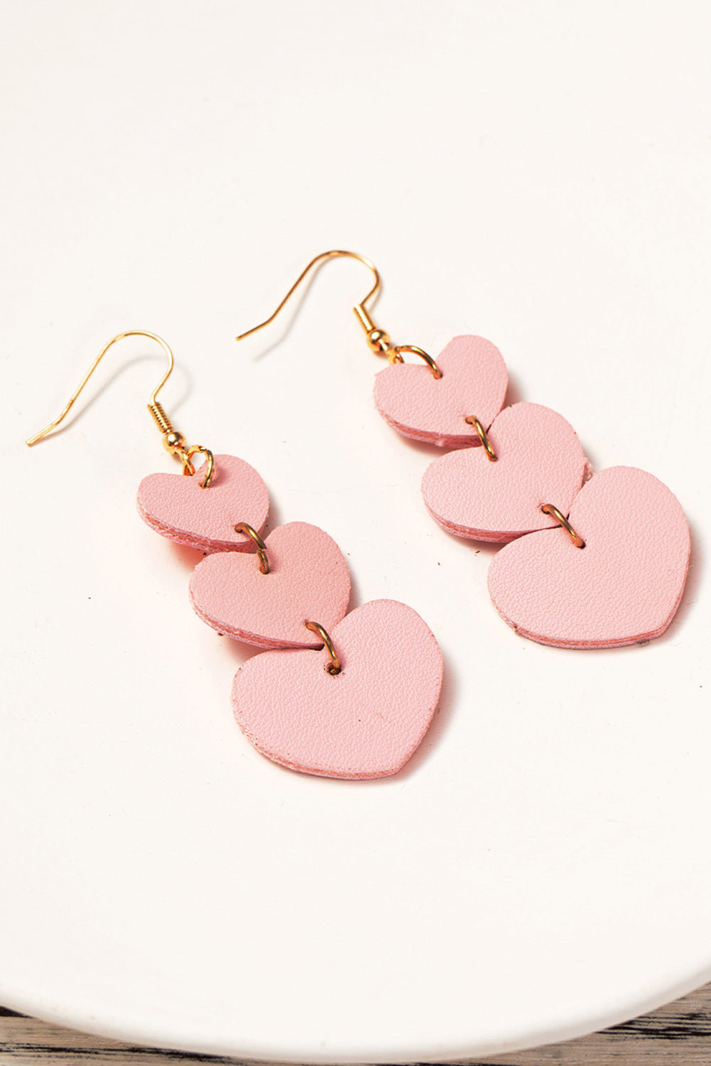 Apricot Pink Valentine Heart Shape Dangle Hook Earrings Jewelry JT's Designer Fashion