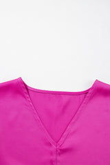 Bright Pink Silky V Neck Dolman Blouse Pre Order Tops JT's Designer Fashion
