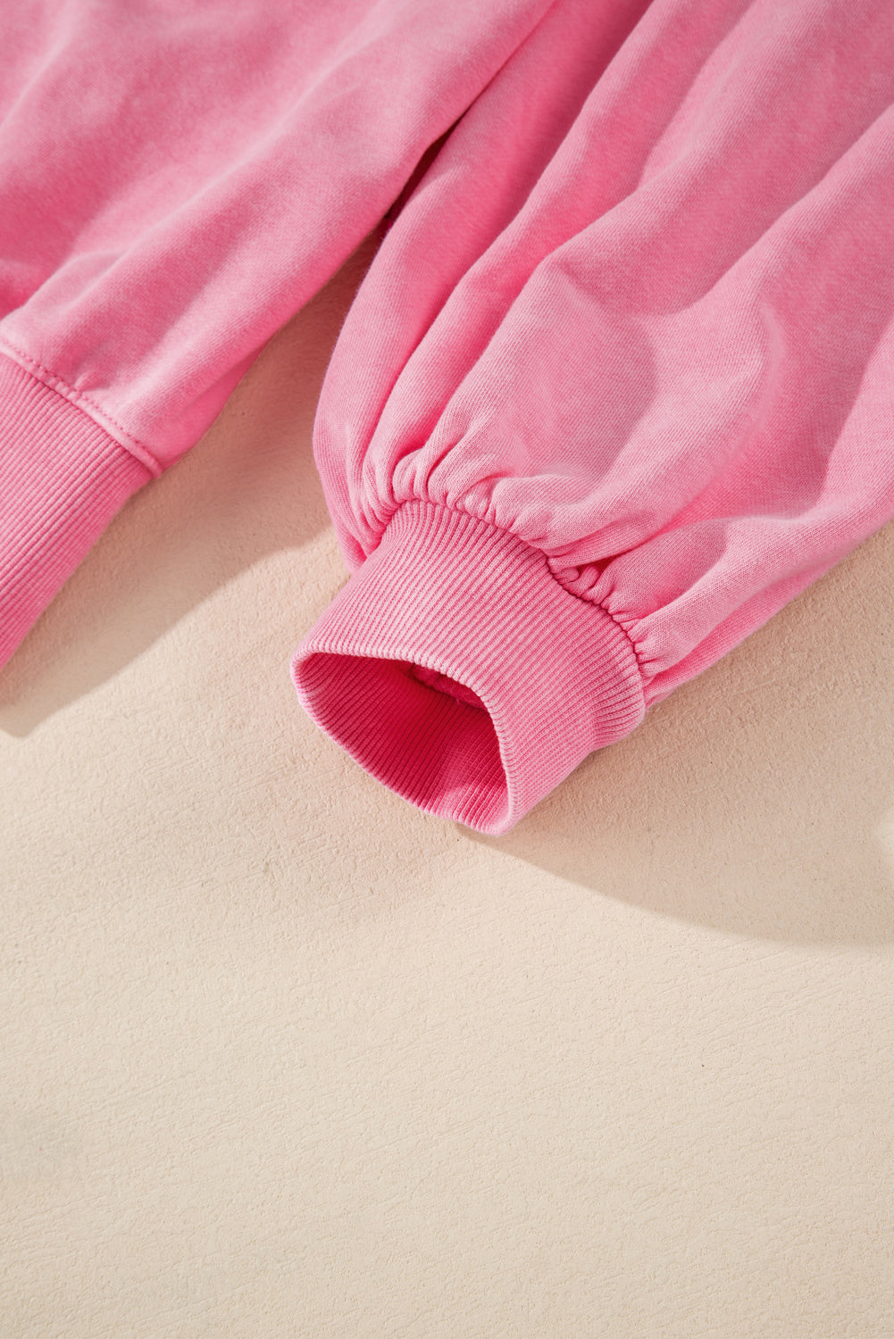 Pink Solid Snap Buttons Collared Balloon Sleeve Oversized Sweatshirt Sweatshirts & Hoodies JT's Designer Fashion