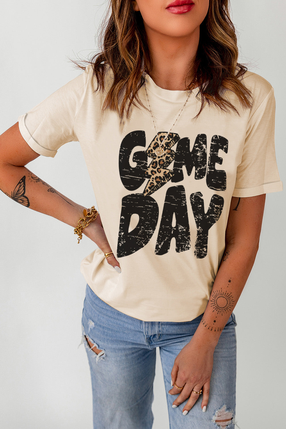 Khaki Game Day Football Season Trendy T Shirt Graphic Tees JT's Designer Fashion