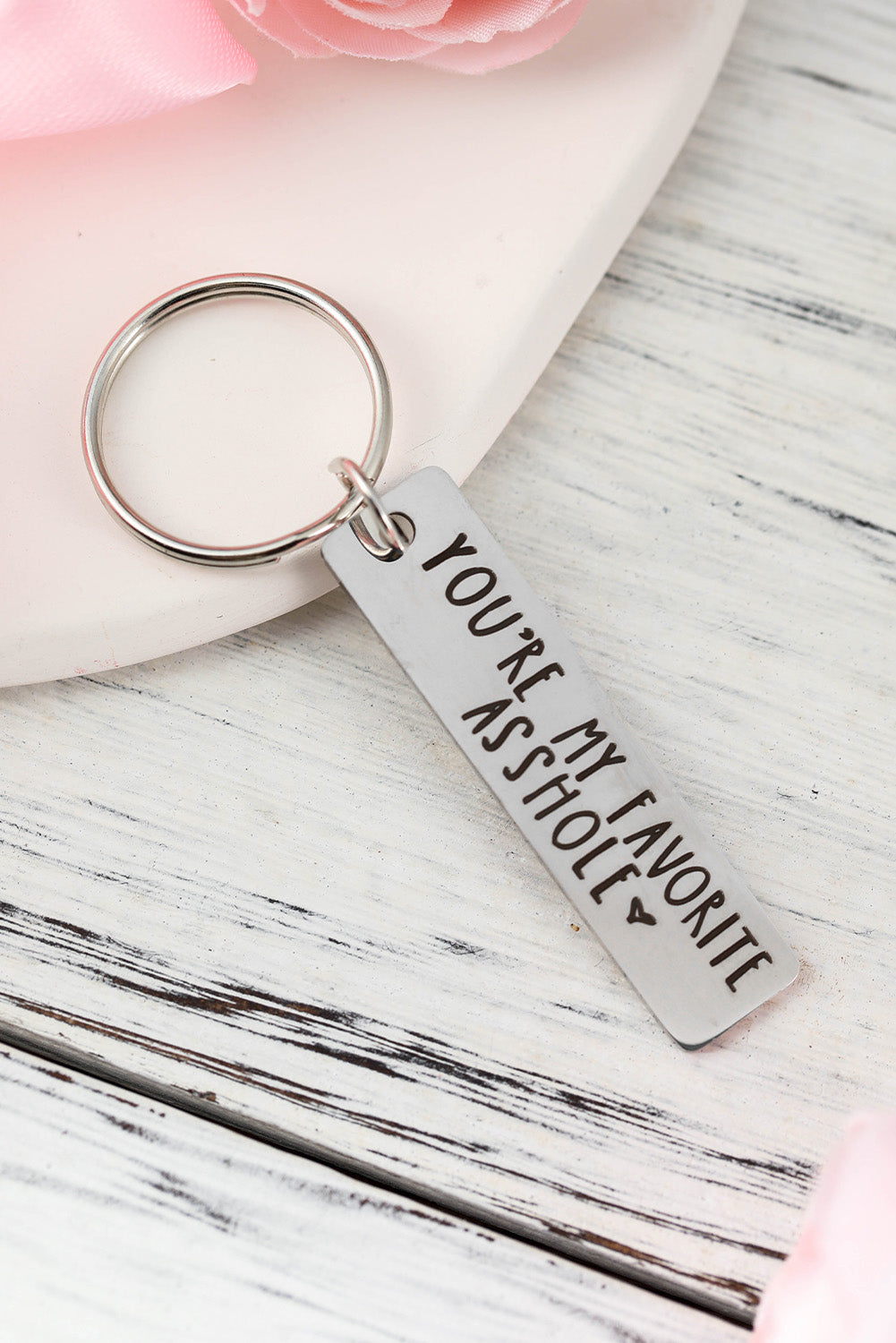 Silvery Slogan Lettering Titanium Steel Keychain Other Accessories JT's Designer Fashion