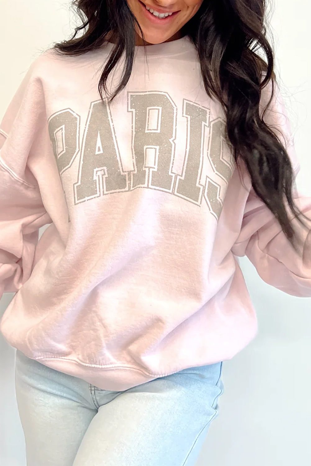 Pink PAIRS Graphic Oversized Sweatshirt Sweatshirts & Hoodies JT's Designer Fashion