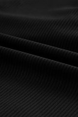 Black Ribbed One Shoulder Hollowed One Piece Swimsuit Swimwear JT's Designer Fashion