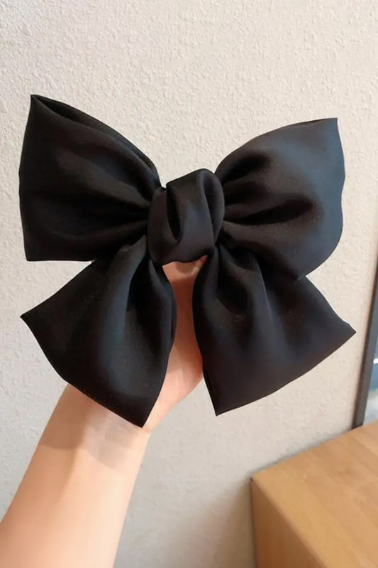 Black Oversized Slik Bow Hair Clip Headwear JT's Designer Fashion