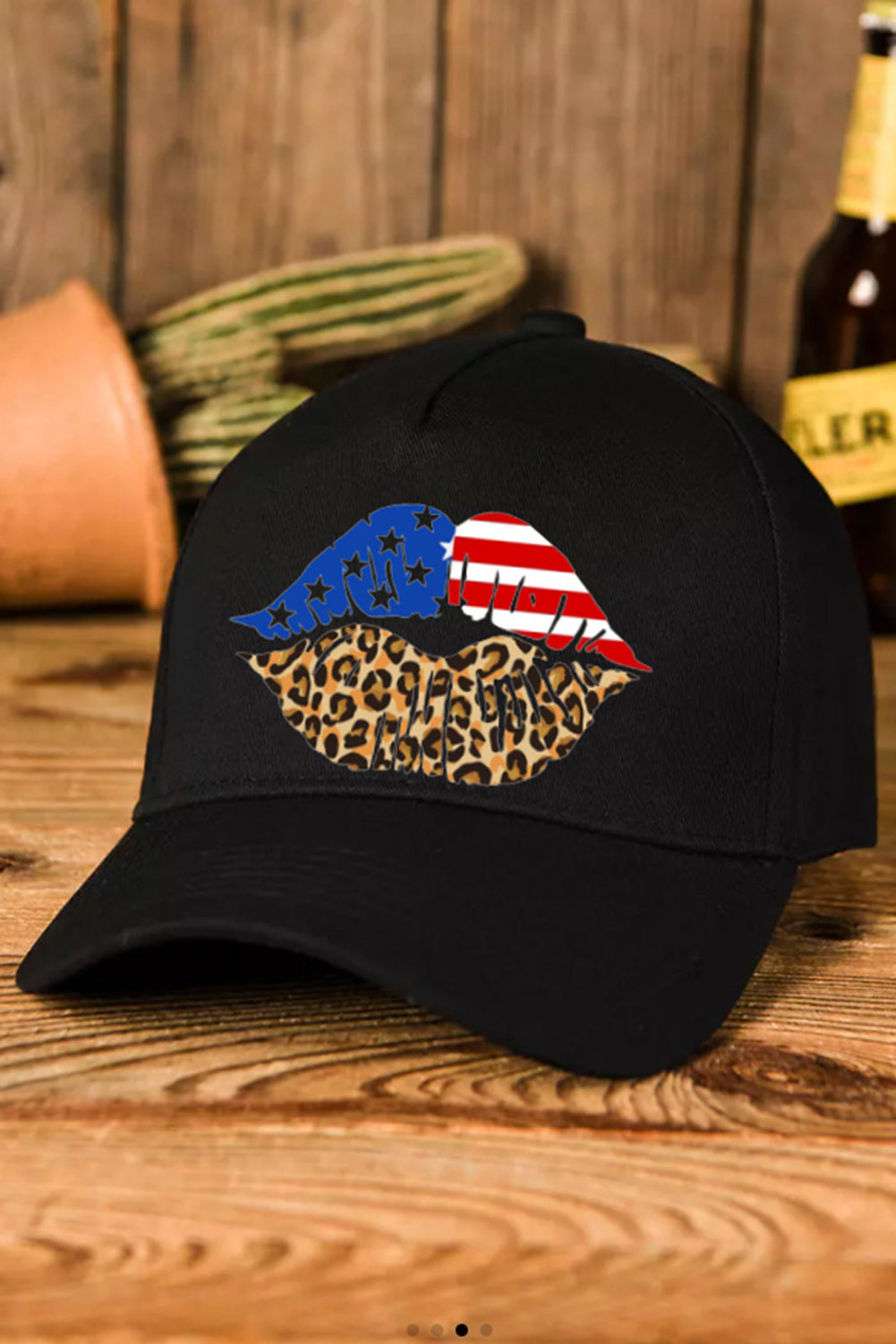 Black Leopard American Flag Kiss Pattern Baseball Cap Hats & Caps JT's Designer Fashion